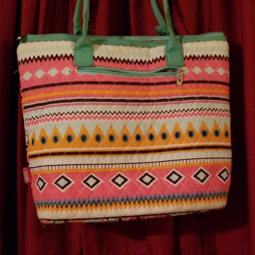 Multicolored aztec weekend bag